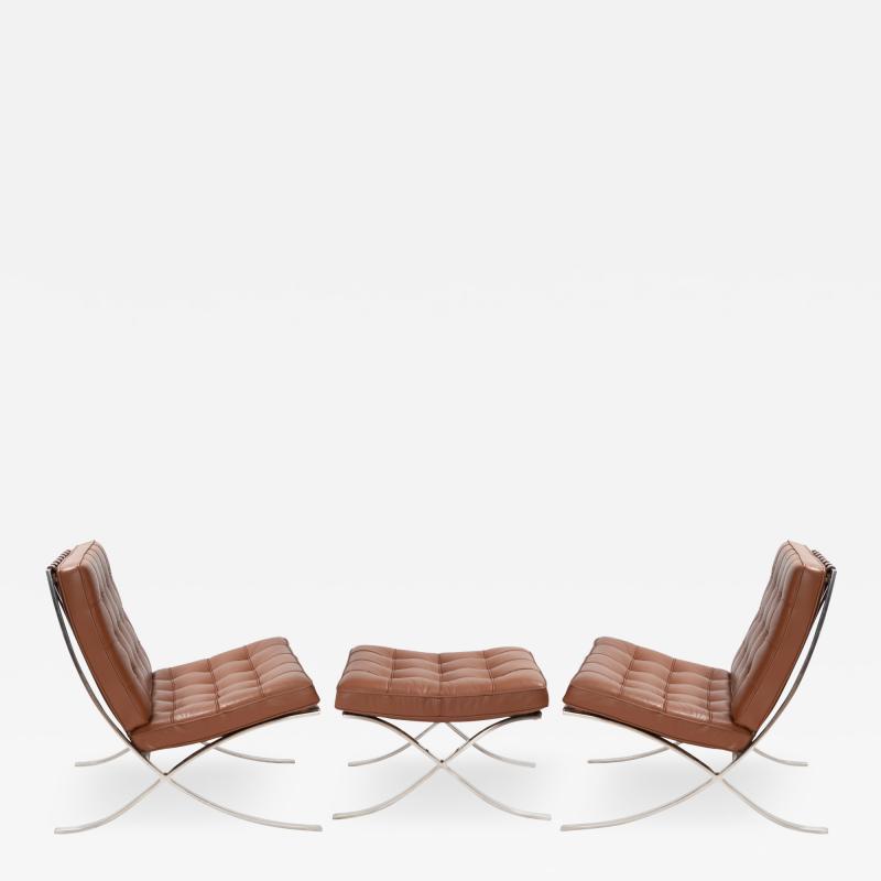 Ludwig Mies Van Der Rohe Barcelona Chairs in Leather Stainless Steel by Mies van der Rohe for Knoll