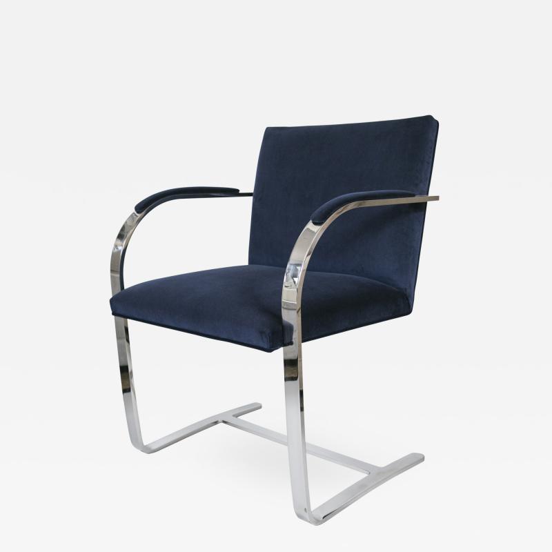 Ludwig Mies Van Der Rohe Flat Bar Brno Chair in Navy Velvet