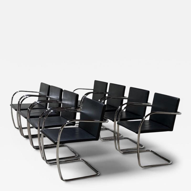 Ludwig Mies Van Der Rohe Knoll Brno Dining Chairs by Mies van der Rohe in Black Leather