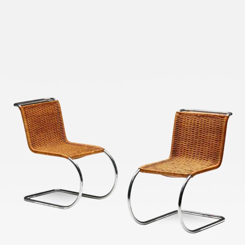 Ludwig Mies Van Der Rohe Mies Van Der Rohe MR10 Rattan Easy Chairs Germany 1980s