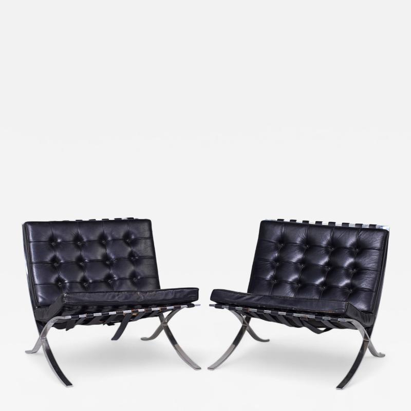 Ludwig Mies Van Der Rohe Mies Van Der Rohe for Knoll Barcelona Mid Century Lounge Chairs Pair