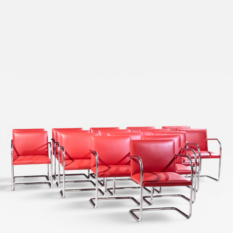 Ludwig Mies Van Der Rohe Mies van der Rohe for Knoll BRNO Cantilever Chrome Dining Chairs Set of 16