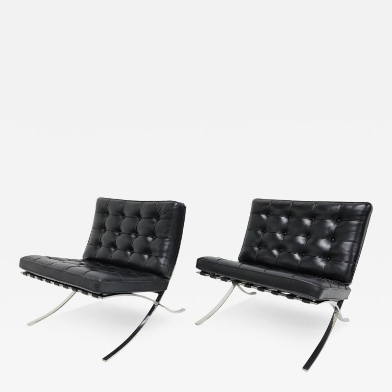 Ludwig Mies Van Der Rohe Mies van der Rohe for Knoll Barcelona Chairs in Black Leather