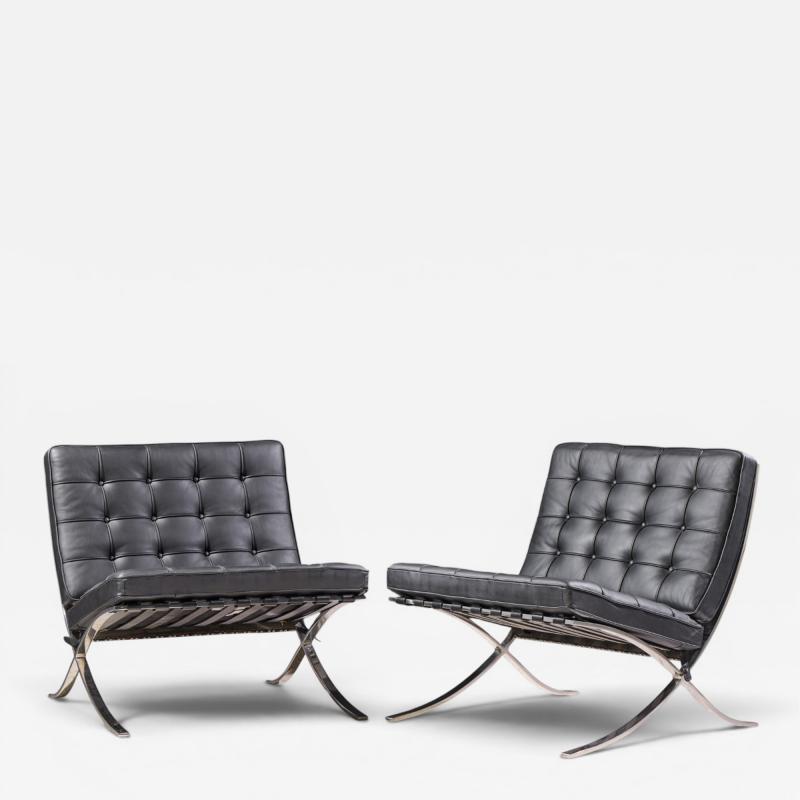 Ludwig Mies Van Der Rohe Mies van der Rohe for Knoll Mid Century Barcelona Chairs Pair