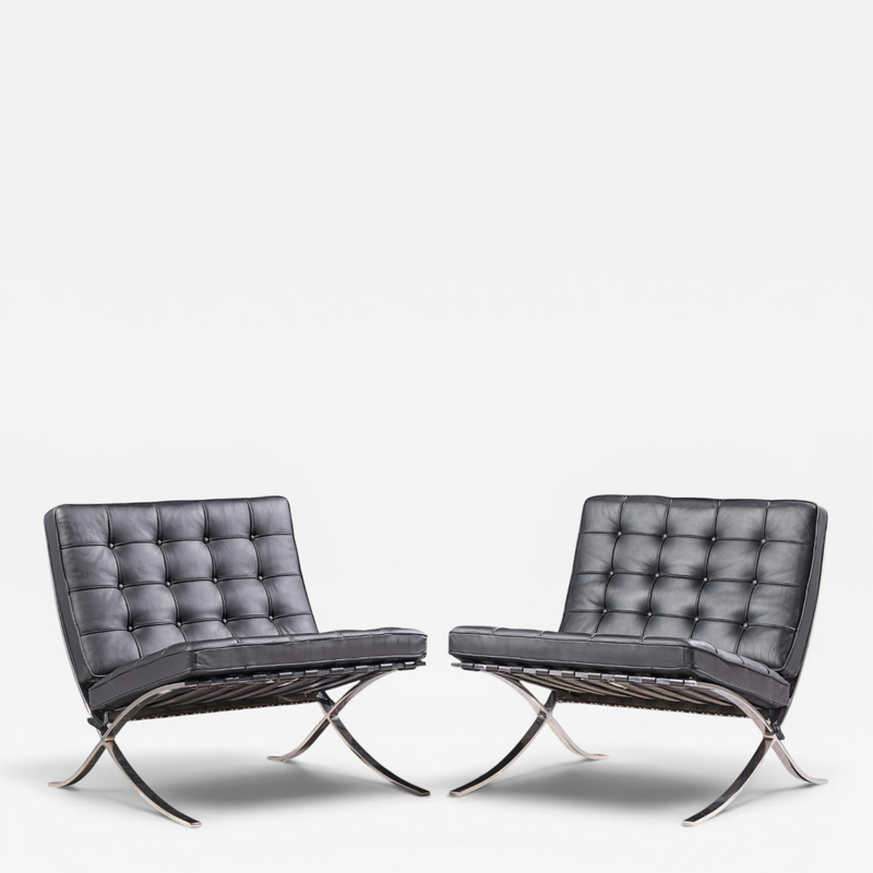 Ludwig Mies Van Der Rohe Mies van der Rohe for Knoll Mid Century Barcelona Chairs Pair