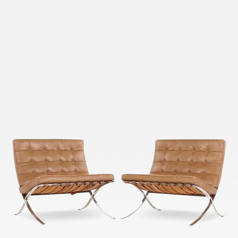 Ludwig Mies Van Der Rohe Mies van der Rohe for Knoll Mid Century Barcelona Lounge Chairs Pair