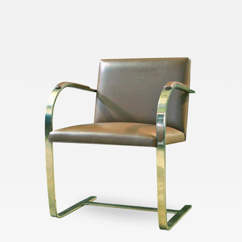 Ludwig Mies Van Der Rohe One Brass Flat Bar Brno Chairs by Mies Van Der Rohe