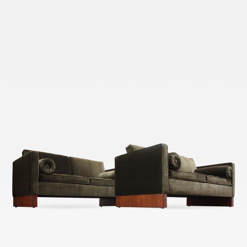 Ludwig Mies Van Der Rohe Pair of Mies van der Rohe Settees in Velvet and Teak