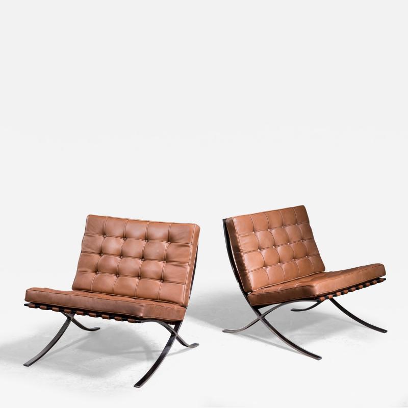 Ludwig Mies Van Der Rohe Pair of original Barcelona chairs 1st Knoll edition