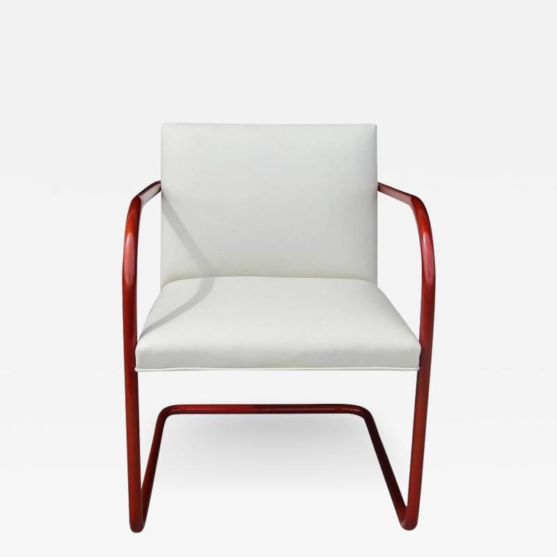Ludwig Mies Van Der Rohe Vintage Ivory Leather Copper Frame Tubular Knoll Brno Chair Mies van der Rohe