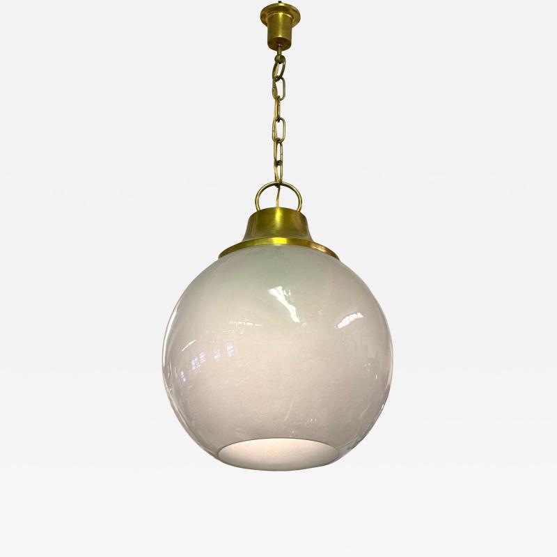 Luigi Caccia Dominioni Italian Mid Century Modern Satin Glass Brass Pendant by Luigi Caccia Dominioni