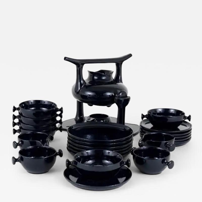Luigi Colani Luigi Colani Zen Full Tea Set and Plates Stoneware Friesland Germany 1970s