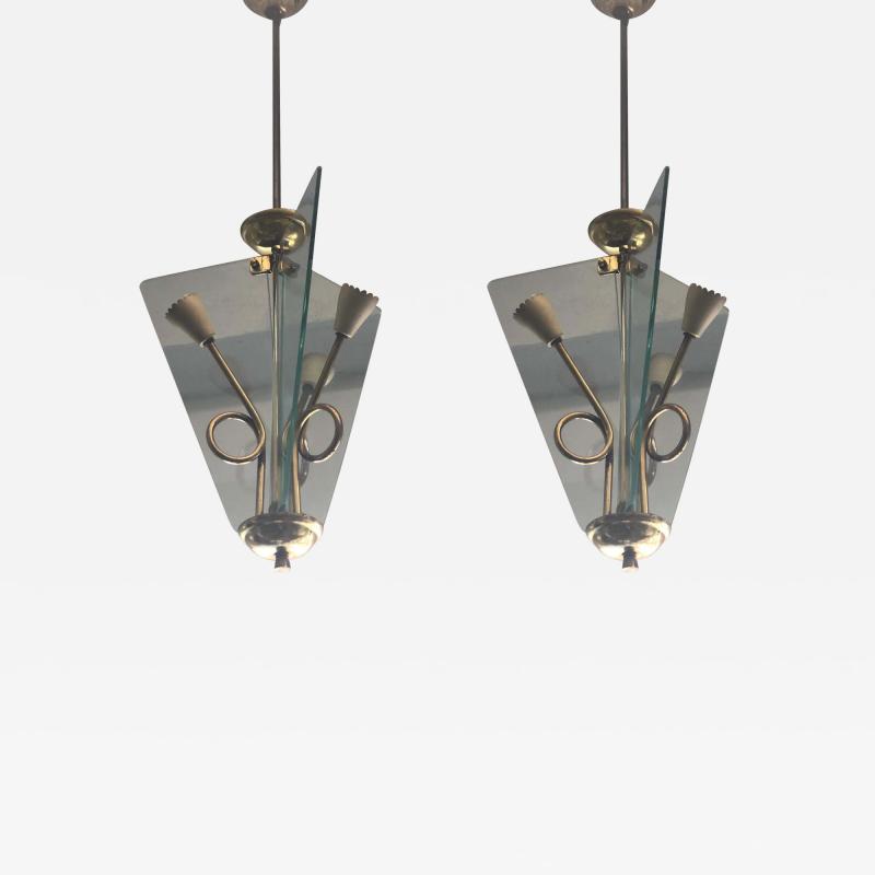 Luigi Fontana Italian Midcentury Glass Chandelier Pendant by Luigi Fontana
