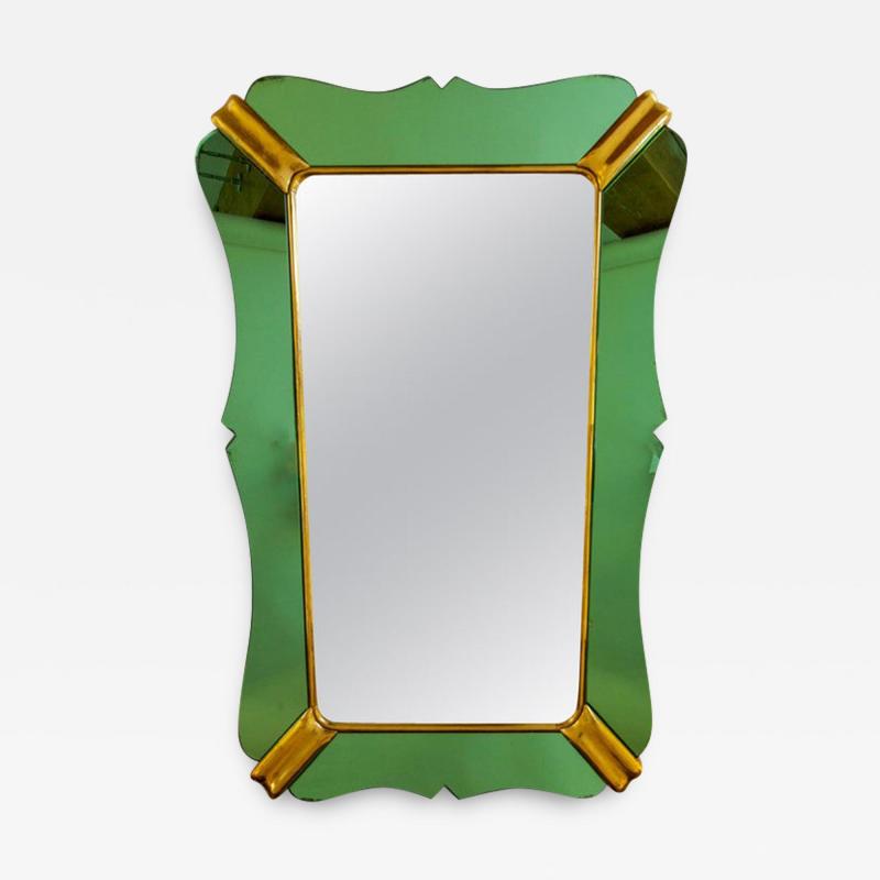 Luigi Fontana Mid Century Italian Green Tapered Mirror By Luigi Fontana
