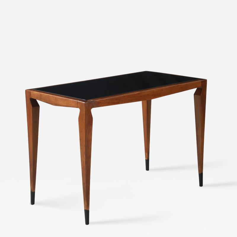 Luigi Scremin Luigi Scremin Italian Walnut and Black Glass Console Table Italy circa 1940