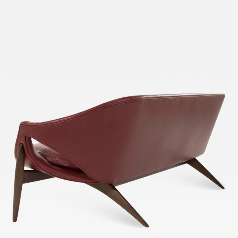 Luigi Tiengo Exceptional Sofa in Chianti Leather by Luigi Tiengo for Cimon Montr al 1963