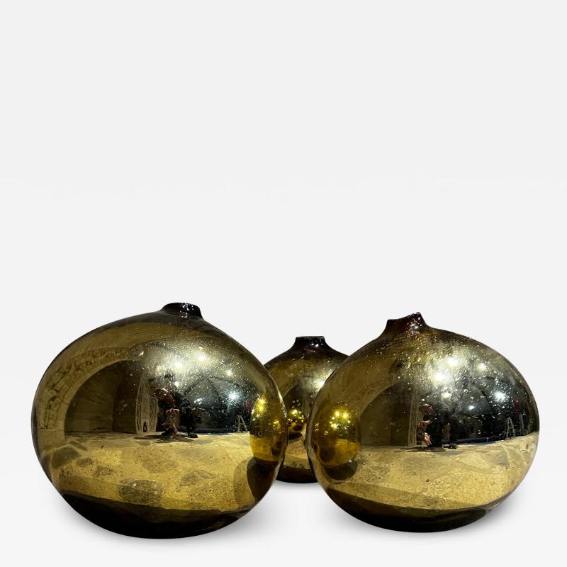 Luis Barragan 1960s Mexico Mercury Glass Three Gold Globes Gazing Ball Spheres