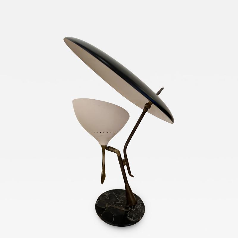 Lumen Milano Mid Century Desk Lamp Painted Metal Brass Marble by Lumen Italy 1950s