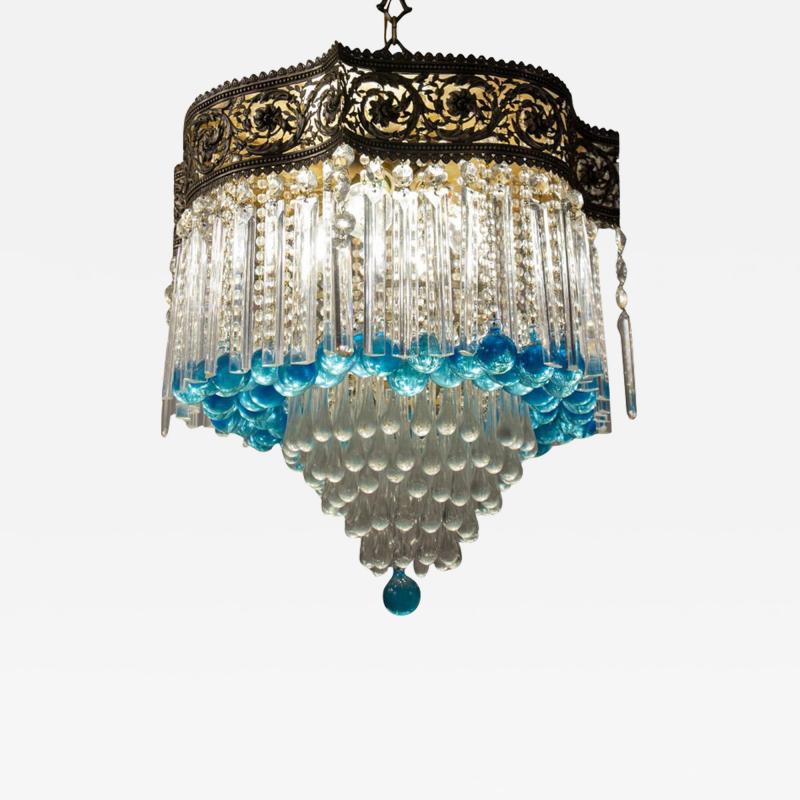 Luxurious Art Deco Crystal Chandelier Italy 1930 