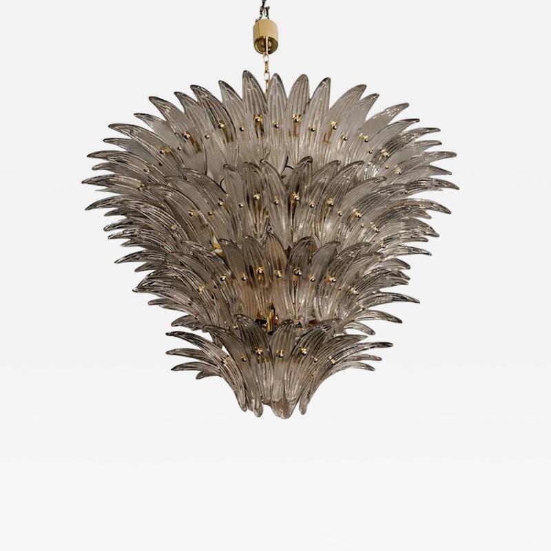 Luxury Venetian Smoked Fum Palmette Murano Glass Plating Gold Chandelier