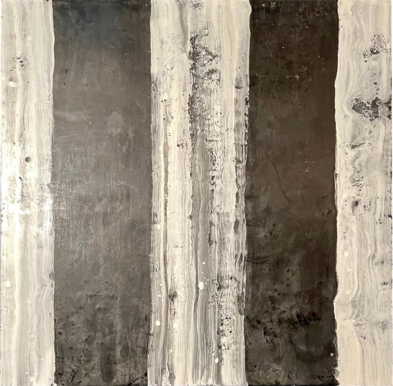 Lynn Basa Encaustic Black and White Stripe Panel Camino 2018
