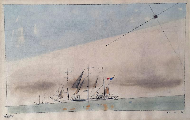 Lyonel Charles Adrian Feininger Untitled French Barque under Staysail 