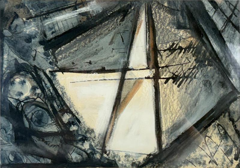 Lyonel Feininger ABSTRACT CUBIST WATERCOLOR IN THE MANNER OF LYONEL FEININGER