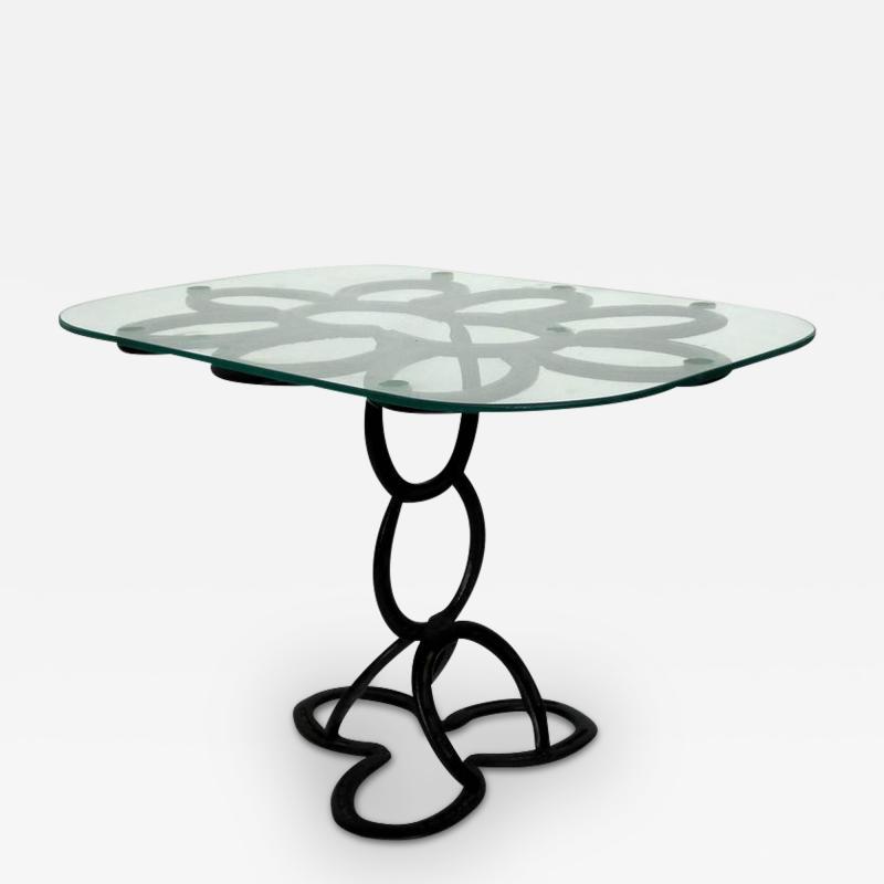Lyrical Wrought Iron Side Table Made from St Croix Forge Horseshoes circa 1985