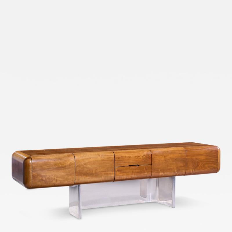 M F Harty M F Harty for Stow Davis Tomorrow Chrome and Walnut Floating Credenza