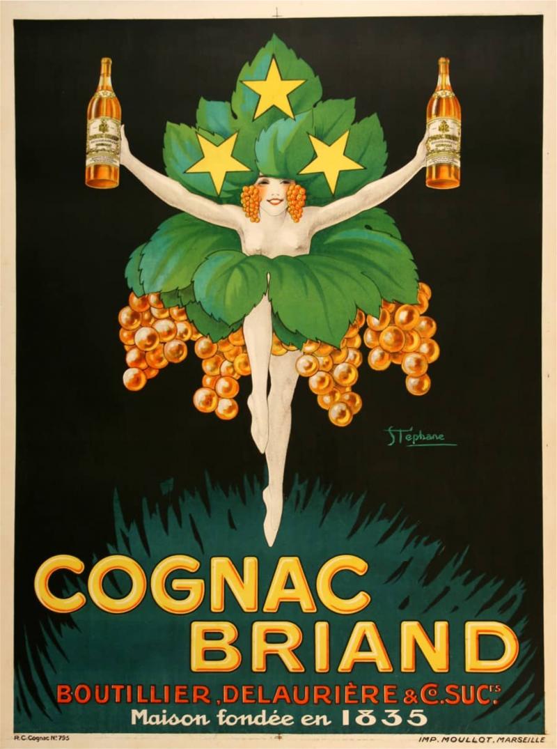 M St phane Original Cognac Briand Lithographic Poster