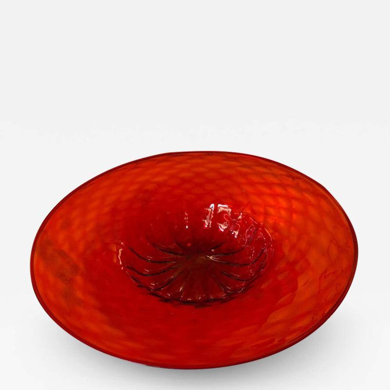 M V M Cappellin Co Modern Round Red Murano Blown Glass Centerpiece by MVM Cappellin Co 