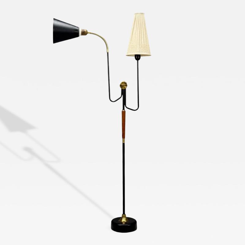 M llers Armatur Eskilstuna Floor Lamp Lacquered Metal Teak Sweden 1950s