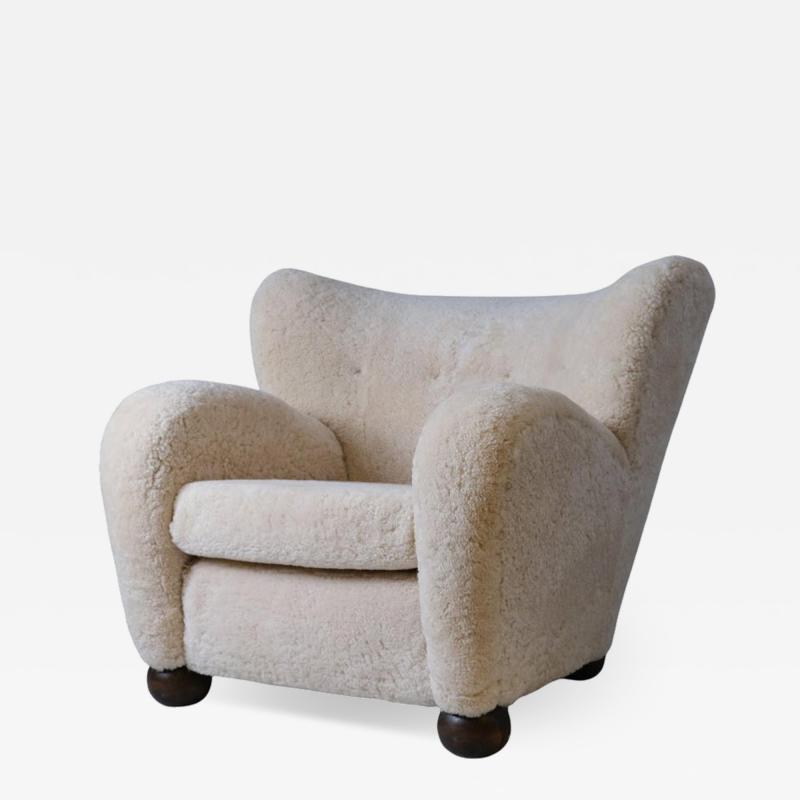 M rta Blomstedt Large M rta Blomstedt Aulanko Armchair in Moonlight Natural Sheepskin 1940s