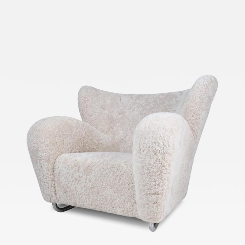 M rta Blomstedt M rta Blomstedt Original Aulanko Lounge Chair In Sheepskin Steel Legs 1939