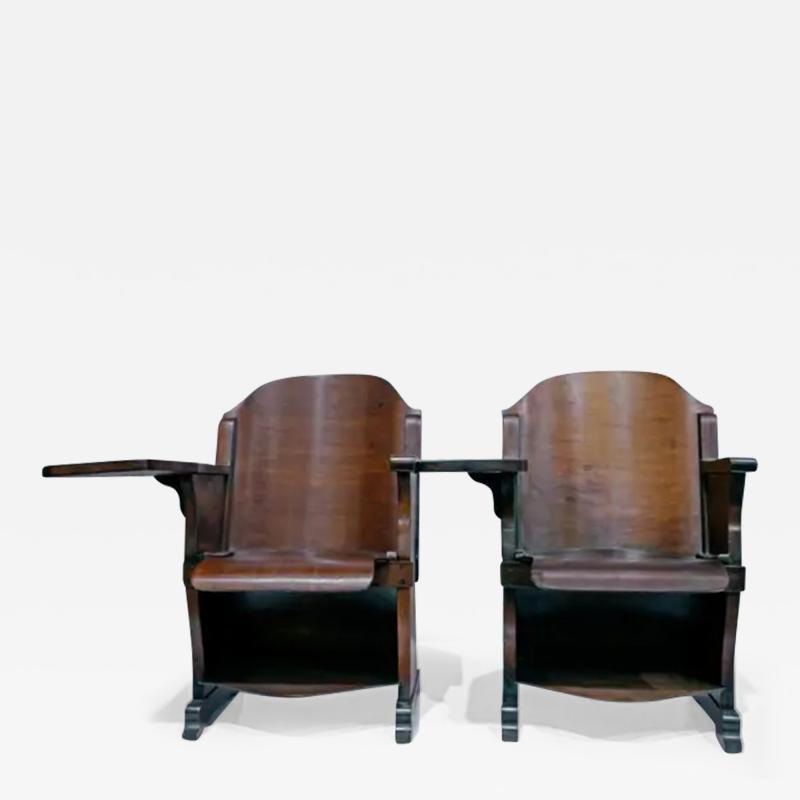 M veis Cimo Brazilian Modern Pair of Auditorium Armchairs in Bentwood Moveis Cimo c 1950s