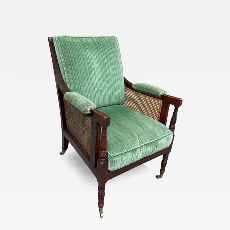 MAHOGANY REGENCY PERIOD LARGE CANED LIBRARY CHAIR