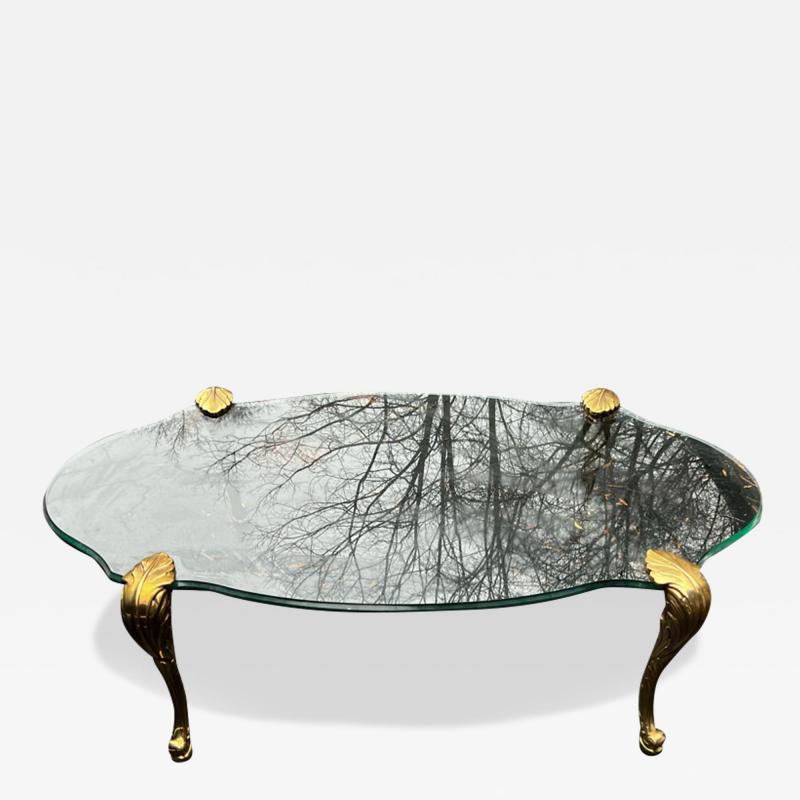 MAISON JANSEN BRONZE ACANTHUS LEAF CABRIOLE LEG COFFEE TABLE