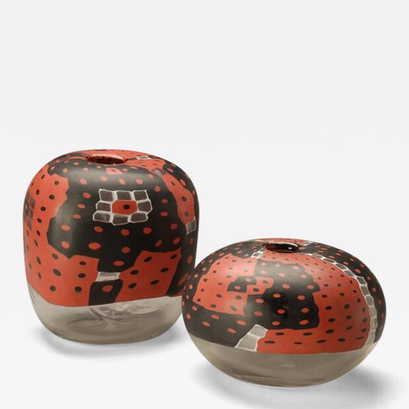 MASSIMO NORDIO Red Black and Clear Vases 1999