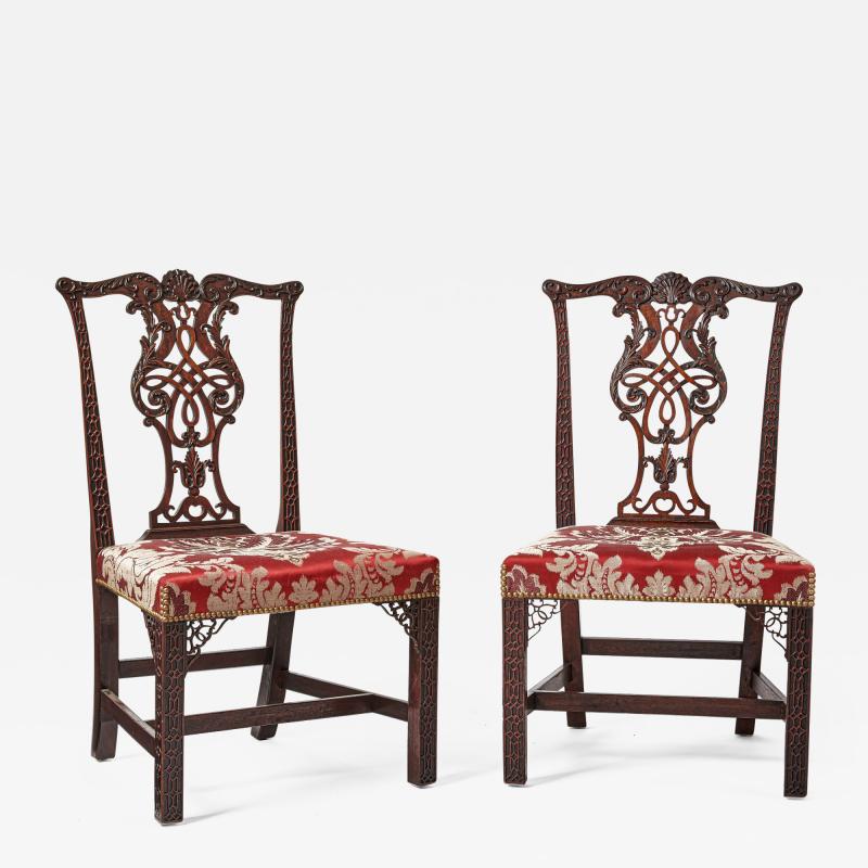 MATCHED PAIR OF SUPERB MAHOGANY CHIPPENDALE SIDECHAIRS