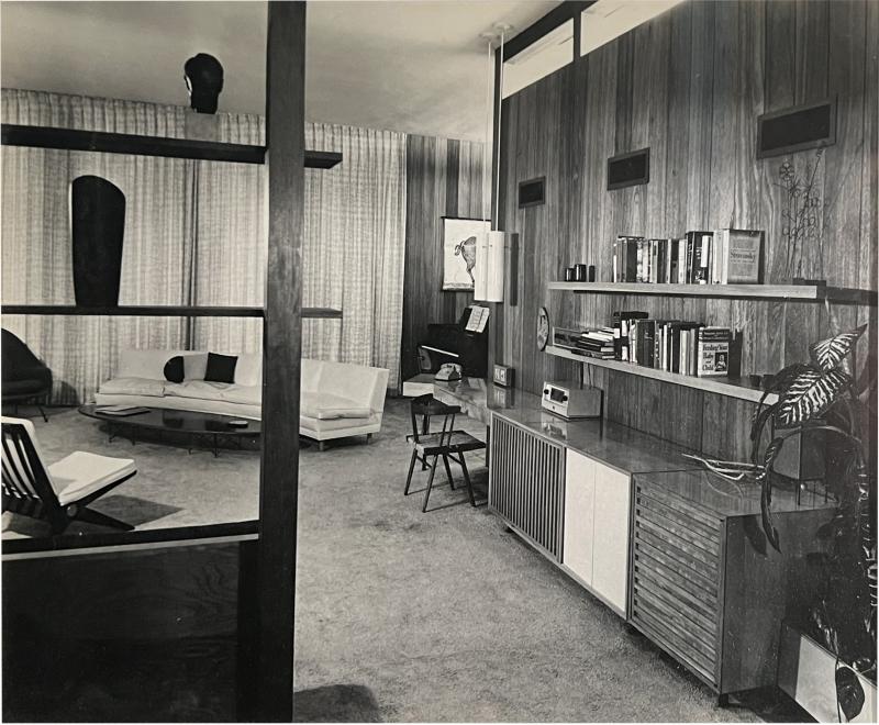 MID CENTURY BLACK AND WHITE NAKASHIMA INTERIOR PHOTOGRAPH