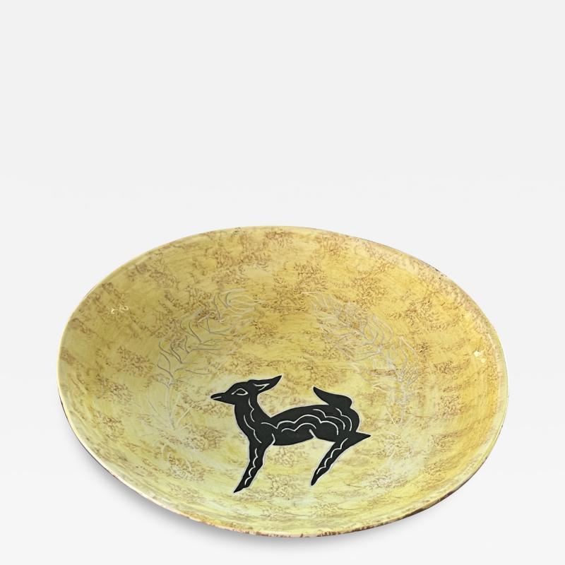 MID CENTURY CERAMIC APACHE DEER PLATE SIGNED TAMARA MANA 1961