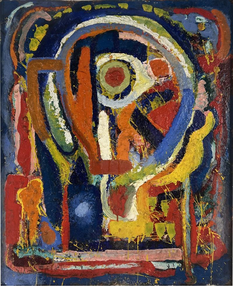 MID CENTURY COLORFUL ABSTRACT PAINTING