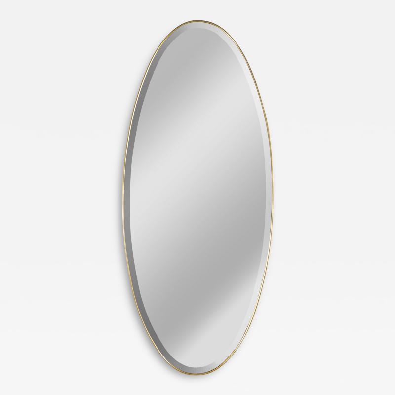 MID CENTURY ITALIAN MODERN BEVELLED MIRROR WITH BRASS FRAME
