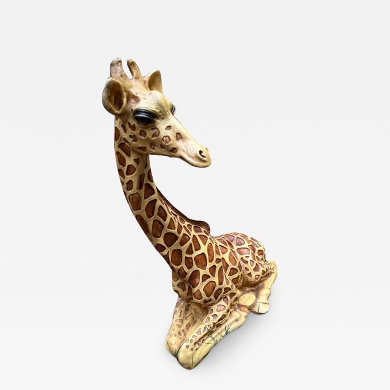 MID CENTURY PLASTER GIRAFFE STATUE