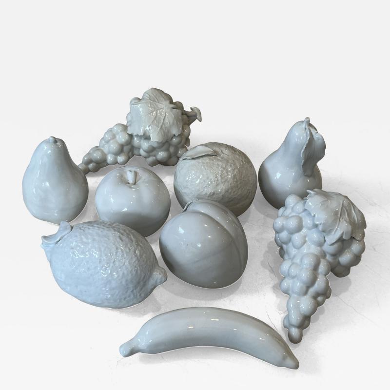 MID CENTURY SUITE OF NINE ITALIAN BLANC DE CHINE CERAMIC FRUIT