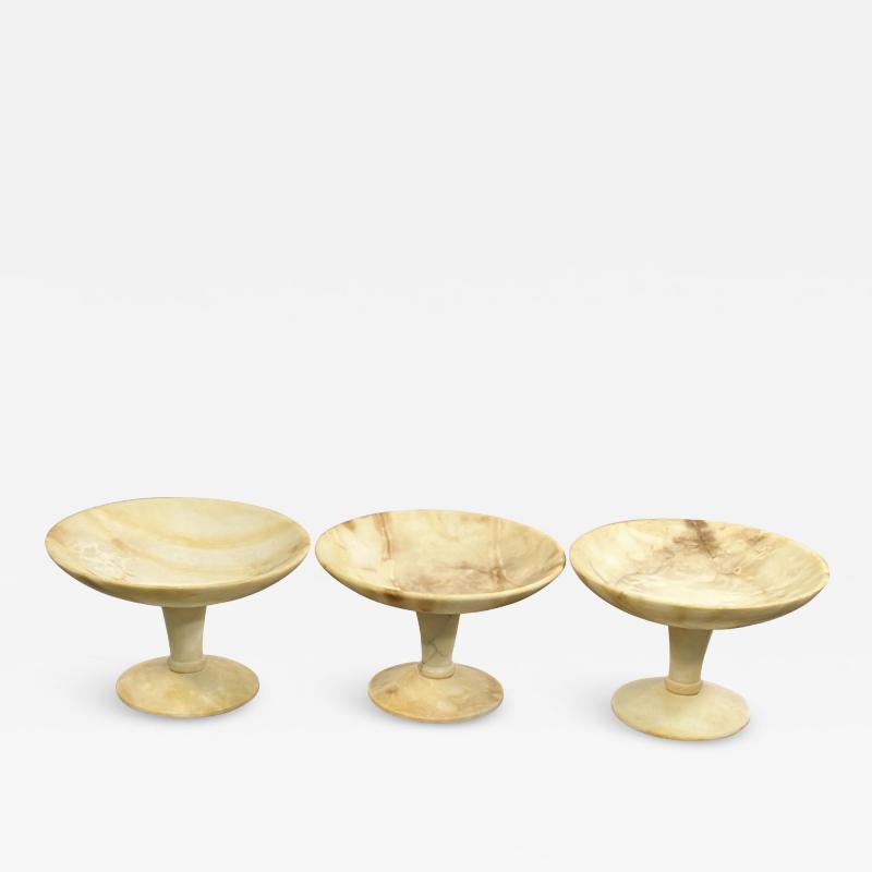 MID CENTURY TRIO OF ITALIAN ALABASTER TAZZAS