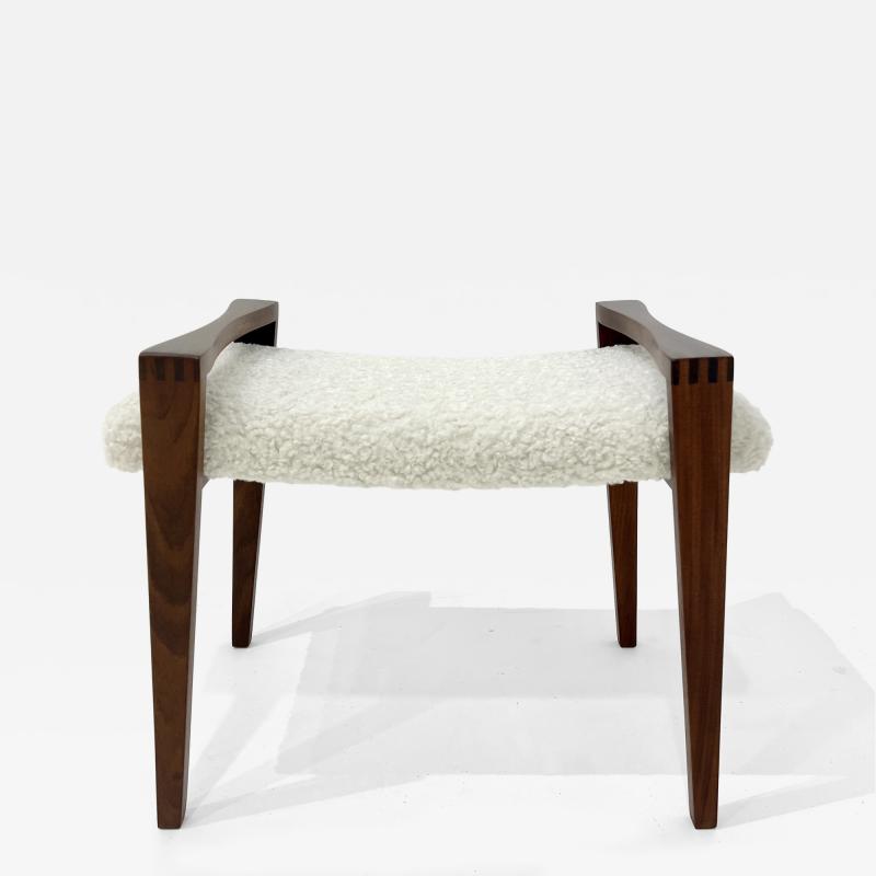 MID CENTURY WALNUT ARMED BENCH