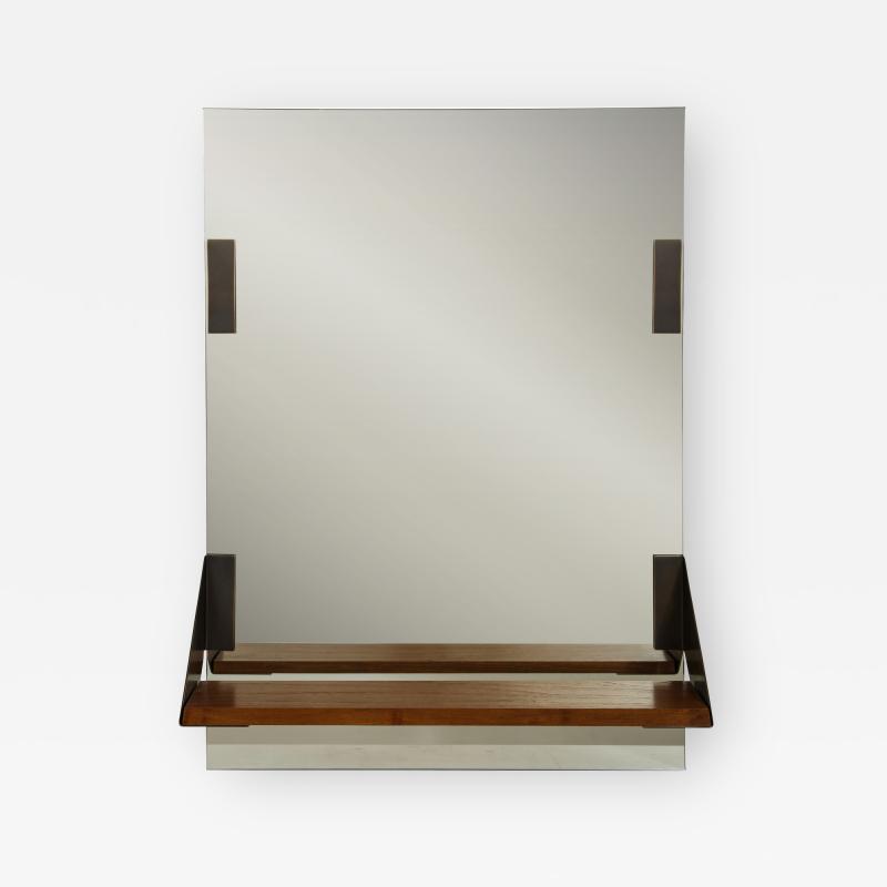 MIRROR WITH WALNUT AND BRONZE SHELF
