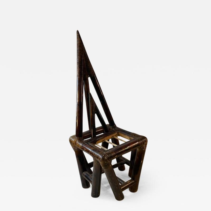 MODERN CUBISTIC BAMBOO AND RATTAN CHAIR