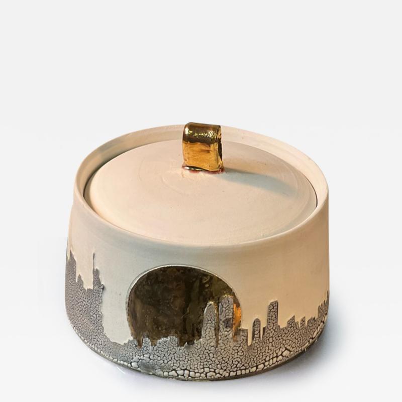 MODERN SCAVO CERAMIC NEW YORK CITY SKYLINE LIDDED BOX